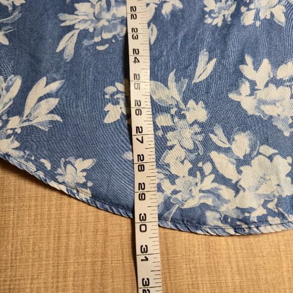 Torrid Womens Floral Chambray Harper Top Size 3X Blue Preppy Cottagecore Casual - Picture 6 of 8